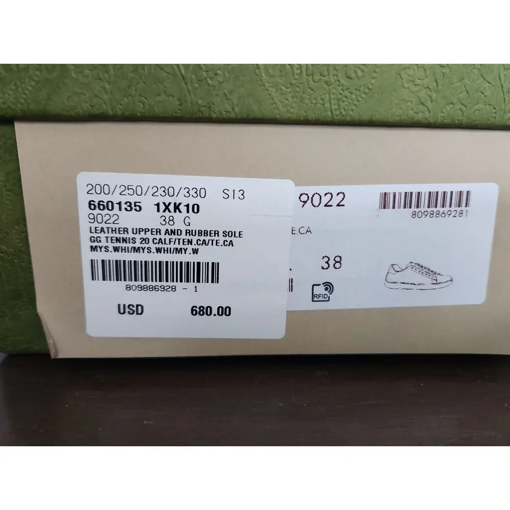 Gucci Ace Low Top Cream GG Embossed Logo Men's Size 38 with Box